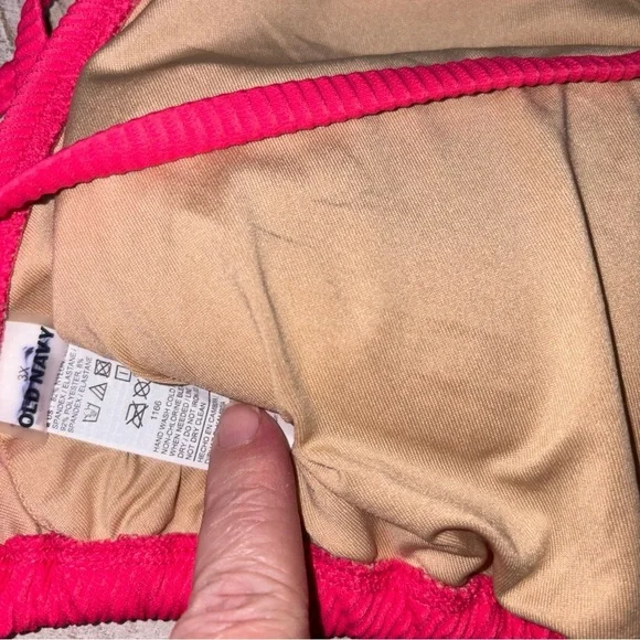 Old Navy Pink Ribbed Swim Top Tie Back Sexy Summer Beach Bikini Top 3X - Picture 2 of 13
